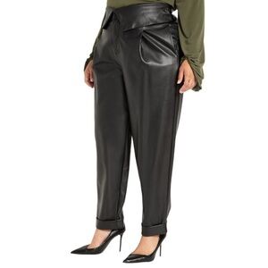 Eloquii Classic Fit Faux Leather Trouser With Folded Waist Size 14 V